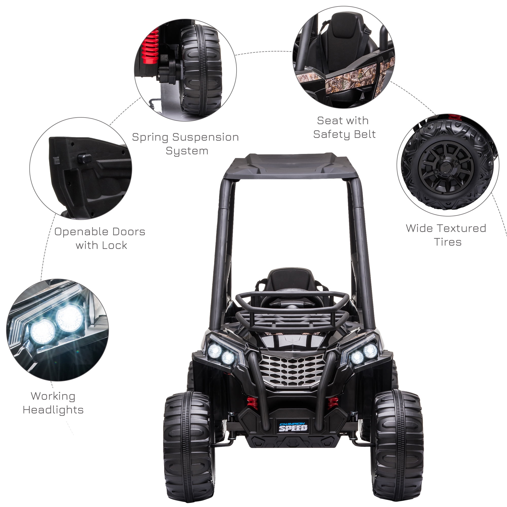 Aosom 12V Battery-Powered Kids Electric Ride On Car Off-Road UTV Toy 1.8-3.7 mph with High Roof Parental Remote Control Music Lights MP3 Suspension Wheels for 3-8 Years Old Camouflage