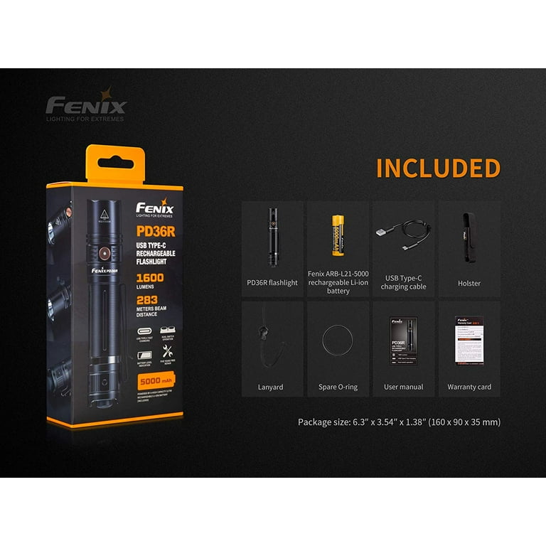 FENIX(フェニックス) PD36R 1600ルーメン USB-C Fenix PD36R 1600 Lumens USB Type-C Rechargeable LED