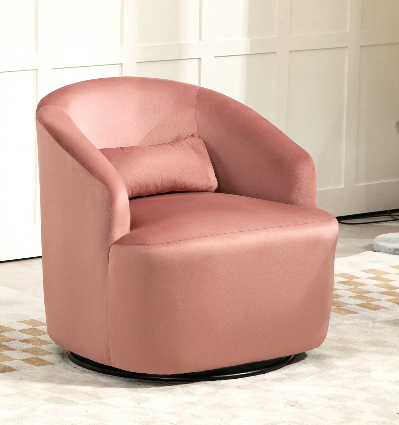 US Pride Furniture Accent Chair with Barrel-shaped Design and 360 Degree Swivel Feature Rosa