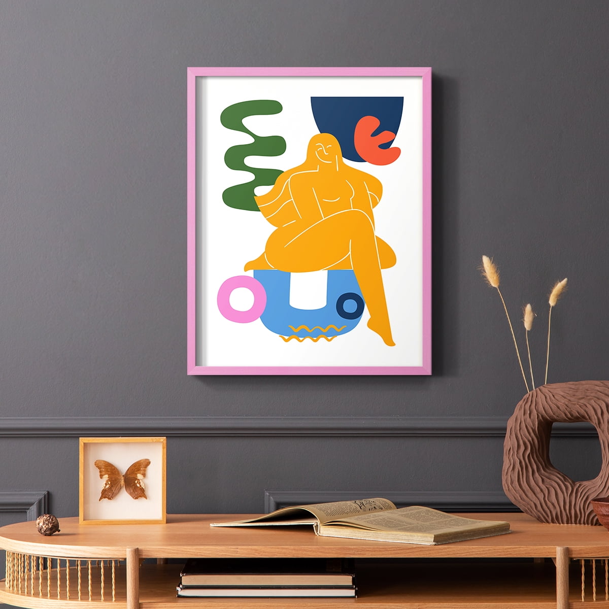 Matisse CDLX in Pink Solid Wood Framed Print No Nail Hanging