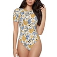 thumbnail image 2 of Goofa Funny Chicken Printed Women Rash Guard Short Sleeve,Tummy control Swimsuit Surfing Swimsuit Bathing Suit One Piece Swimsuit UPF 50-Large, 2 of 9