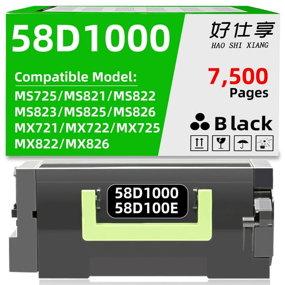 58D1000 MS821 Black High Yield Toner Cartridge Compatible for Lexmark MS725 MS821 MS822 MS823 MS825 MS826 MX721 MX722 MX725 MX822 MX826 Printer [7500 Pages 1 Pack]