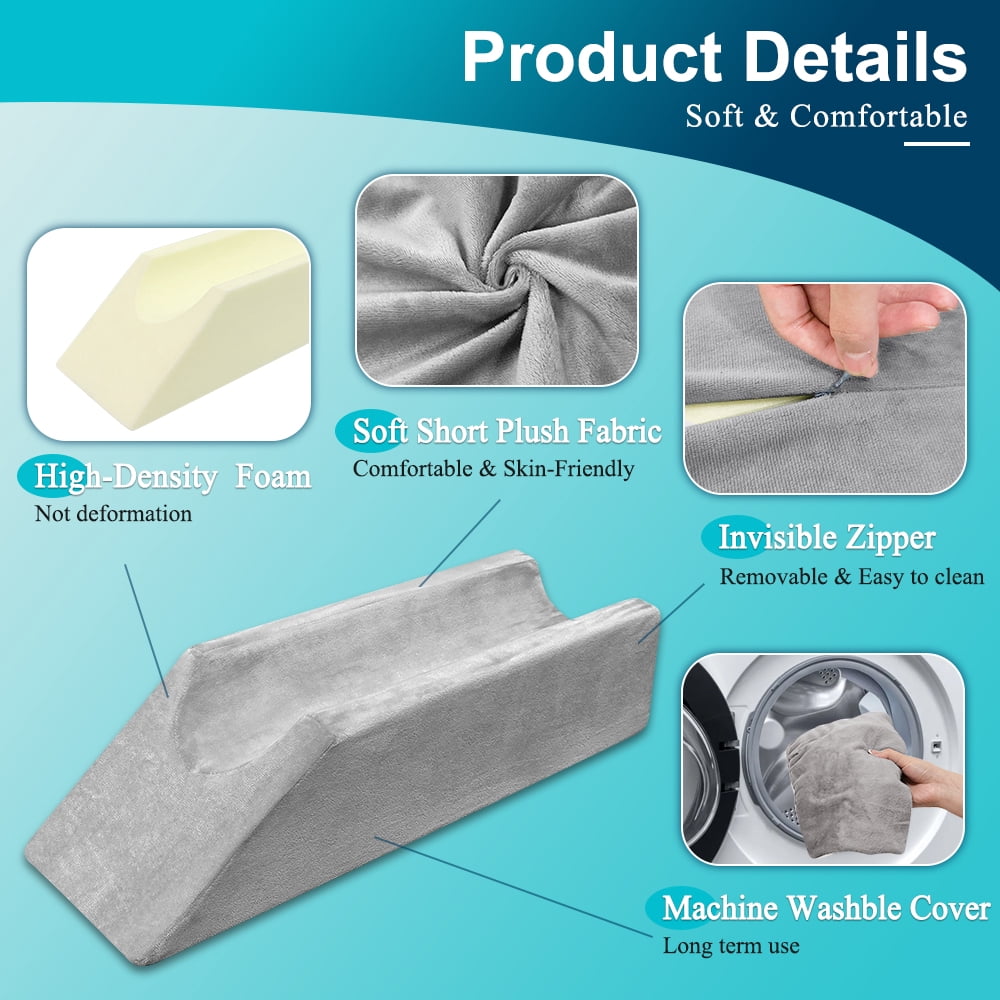 Zelen Leg Elevation Pillow Wedge Knee Leg Rest Pillows for Sleeping Post Surgery Knee Support Foam Bed Wedges Legs Bolster Foot Elevation After Surgery Elevating Pillow Positioning Wedge Cushion