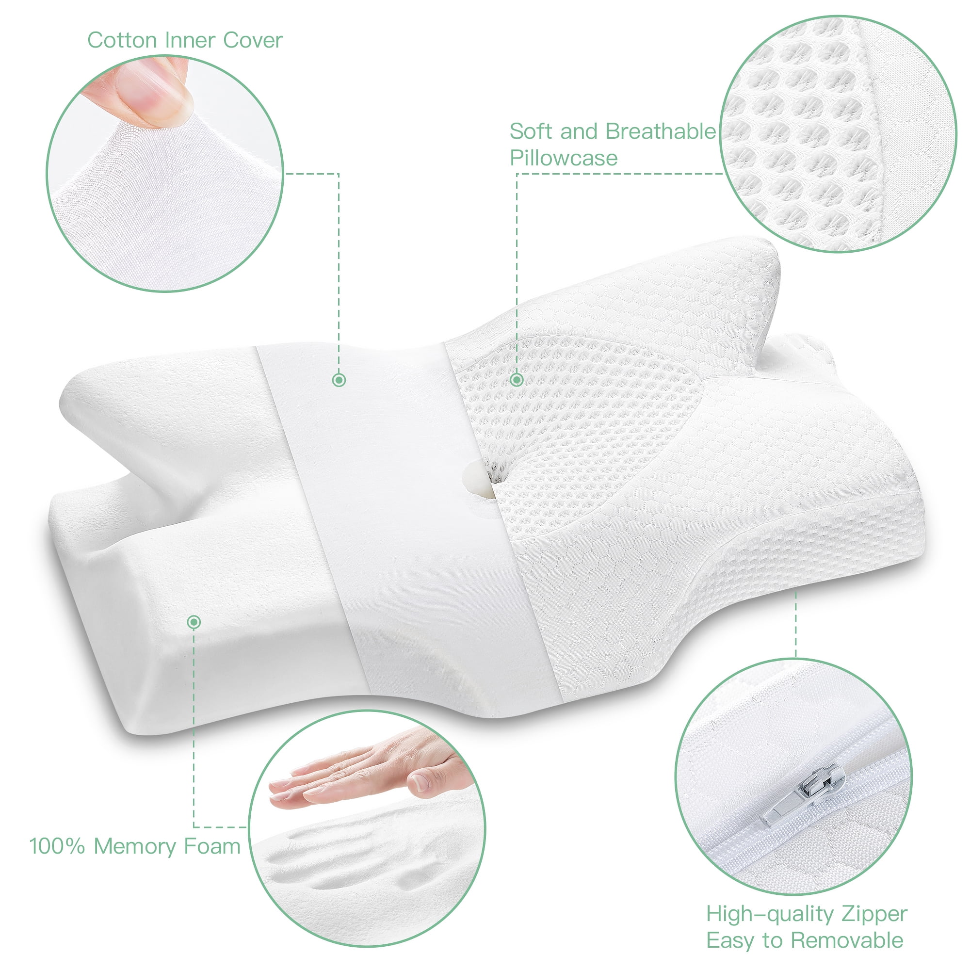 Buy Elviros Cervical Memory Foam Pillow, Contour Pillows for Neck and