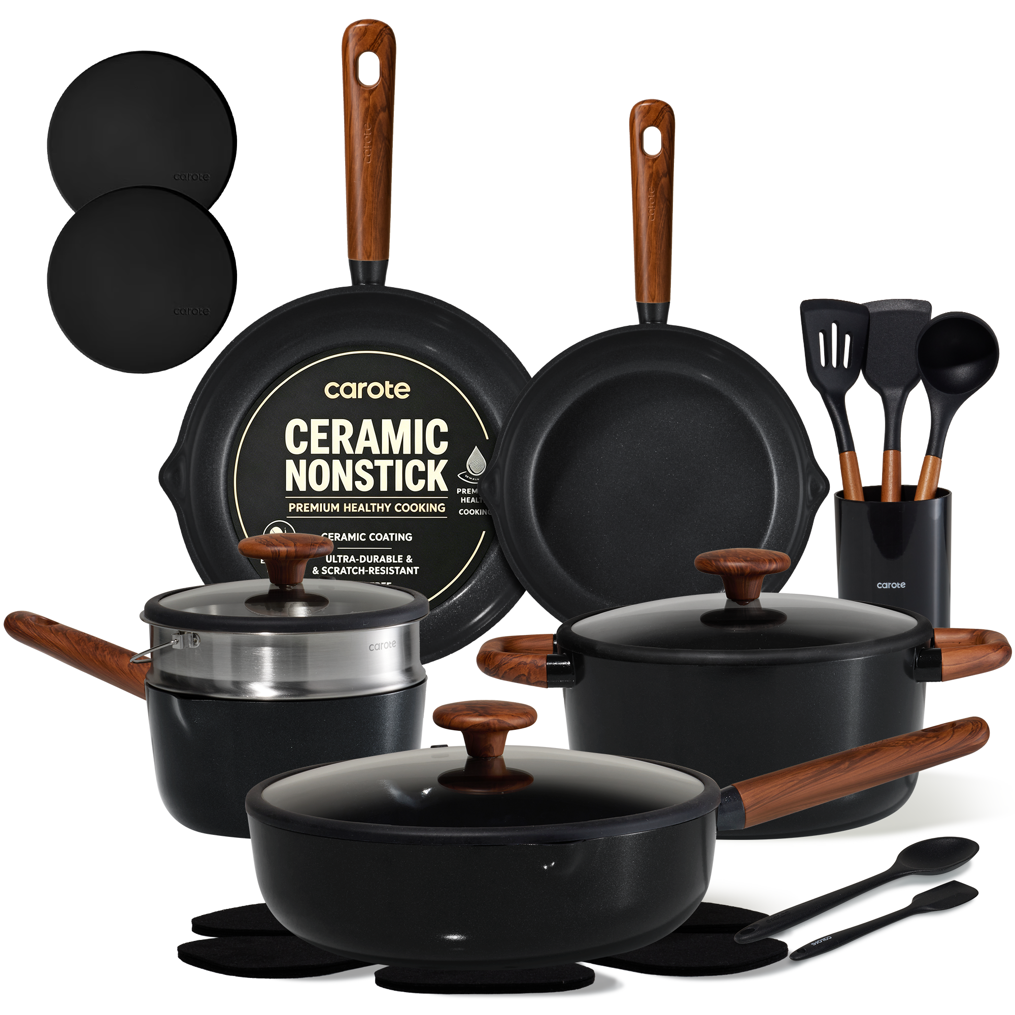 Carote 21-Piece Ceramic Nonstick Cookware Set, Induction Compatible photo 1