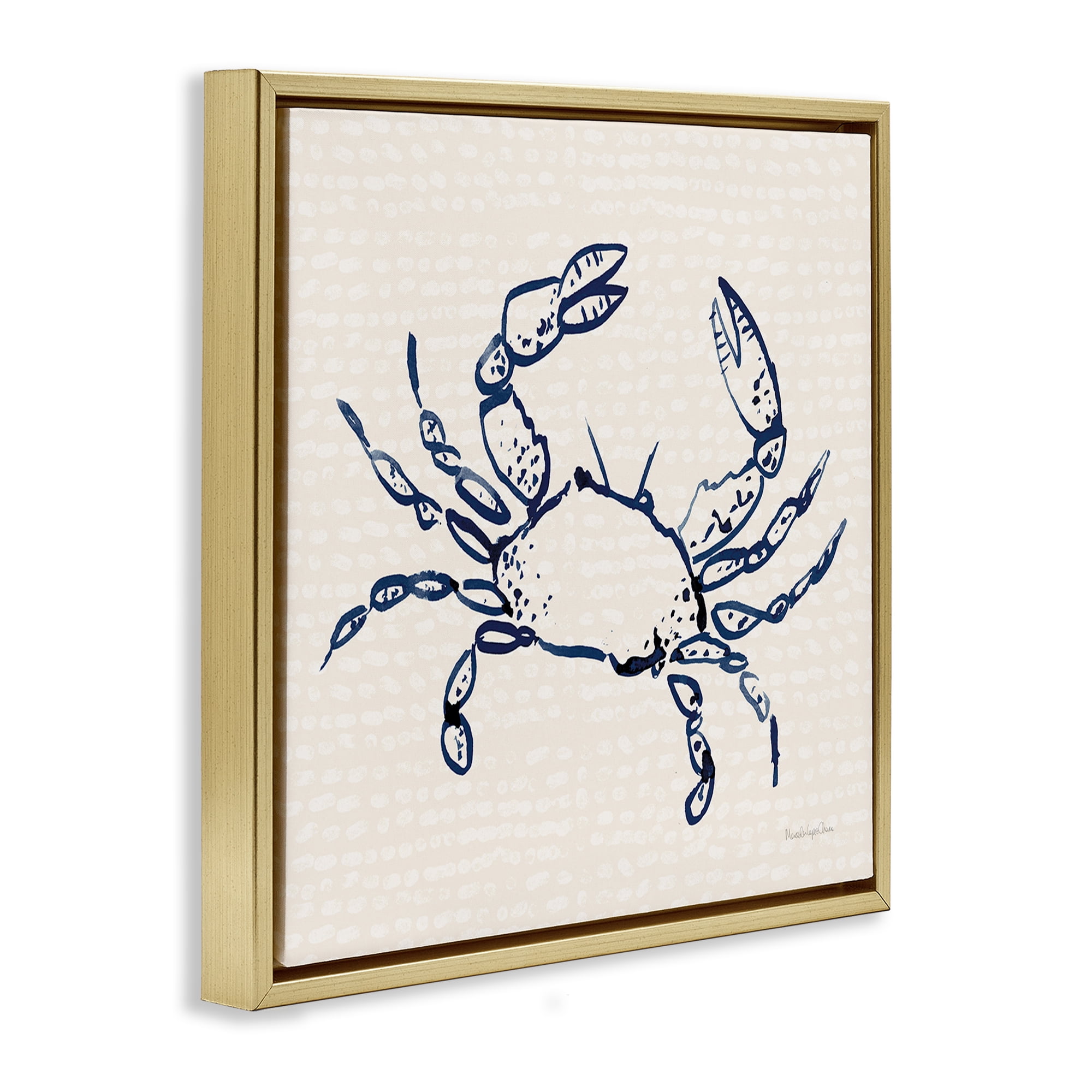 Stupell Industries Crab with Dotted Background Animals & Insects Painting Gold Floater Framed Canvas Art Print Wall Art, 25 x 25