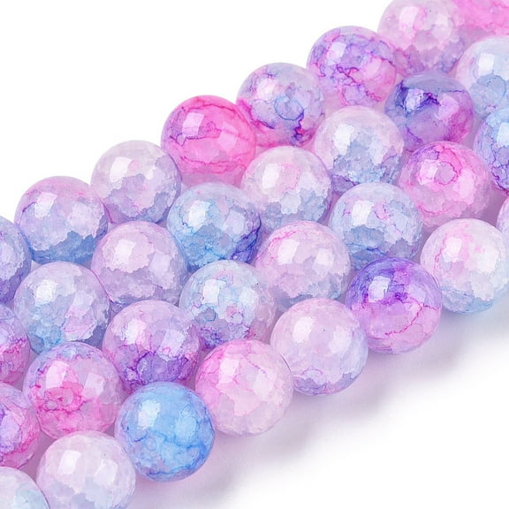 Baking Painted Crackle Glass Beads Strands Round Deep Pink 8mm Hole: 1.3~1.6mm about 100pcs/strand 31.4 inch Glass