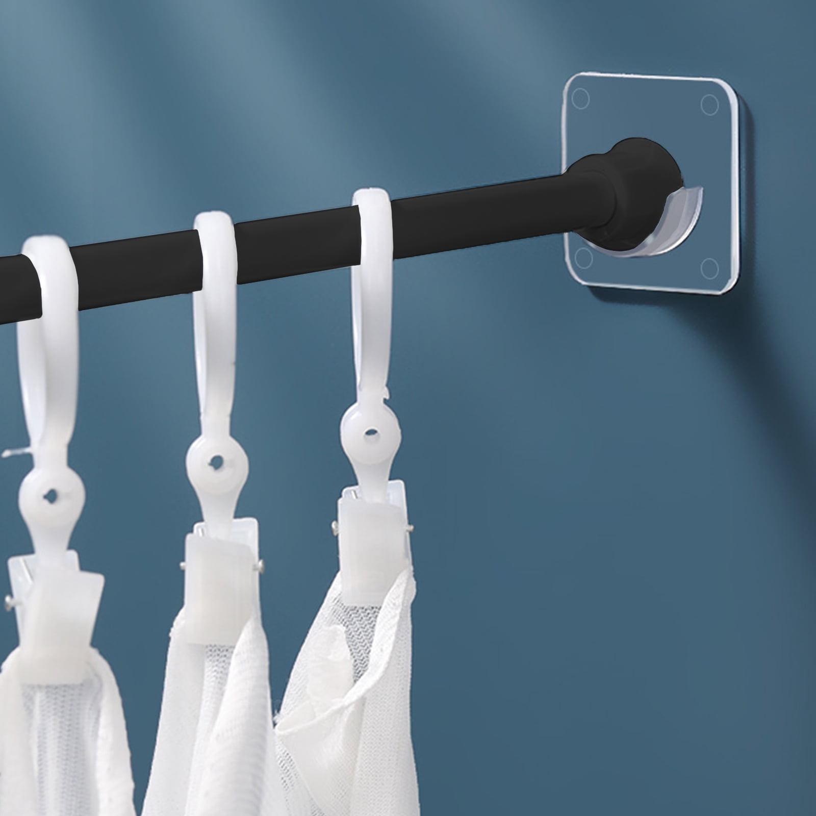 2pcs Spring Tension Curtain Rods, STONCEL Cupboard Bars Extendable 15.7-28 inch with 4 Rod Holders, Adjustable Small Curtain Rod for Bathroom Wardrobe Bookshelf DIY Projects Black
