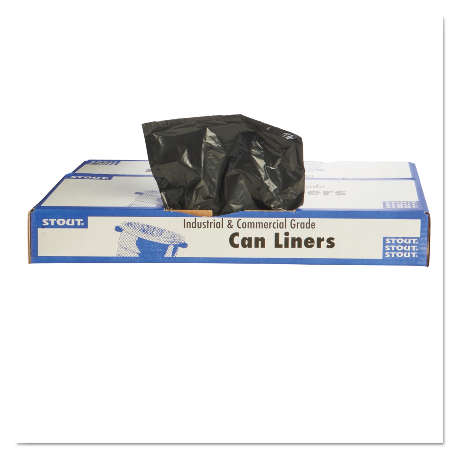 Stout by Envision Total Recycled Content Plastic Trash Bags, 60 gal, 1.5 mil, 38" x 60", Black/Brown, 100/Carton