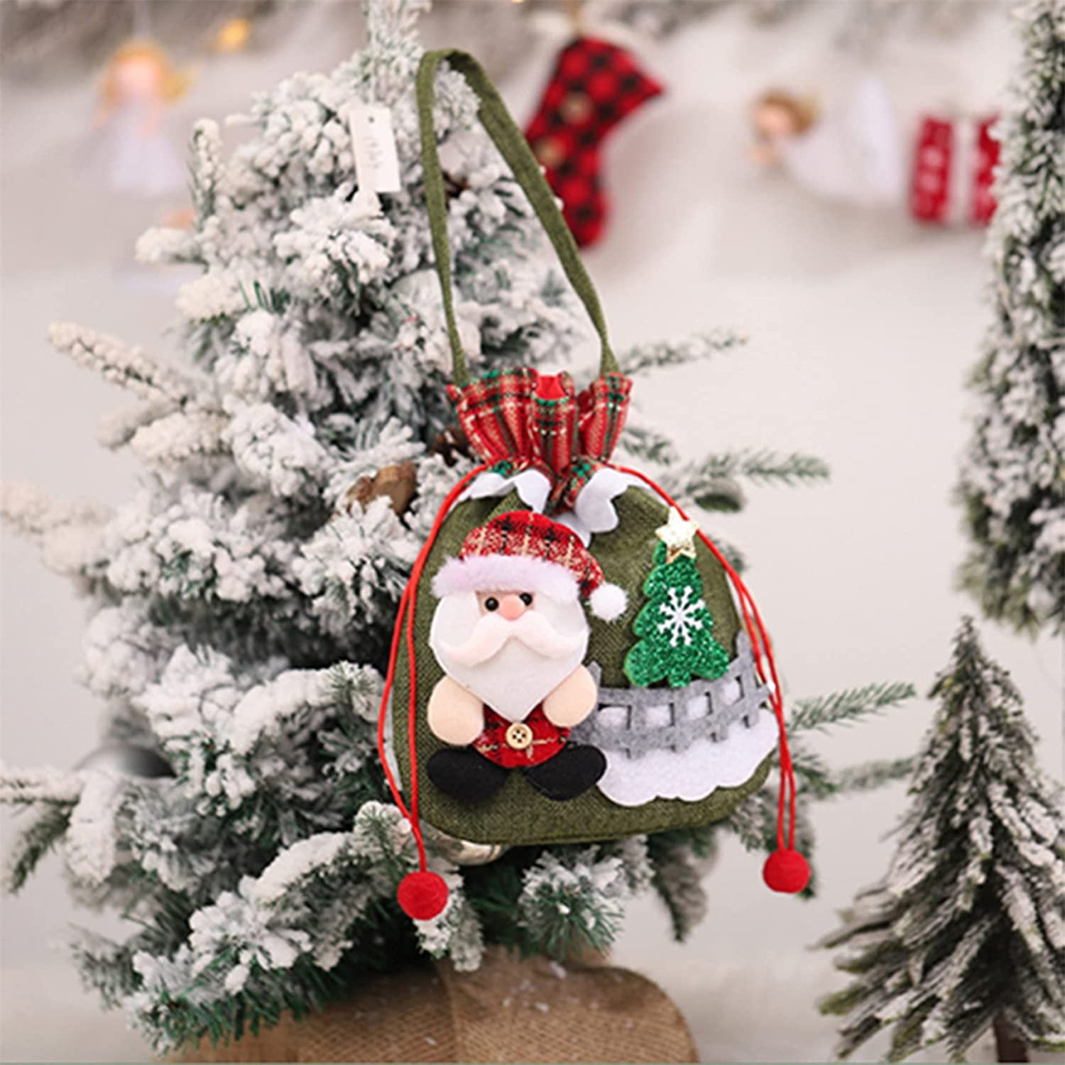 for Christmas Party Christmas Gift Bags Apple Bag Transparent Bag 3D Design Linen Fabric Christmas Bags,Christmas Decorations Santa Snowman Doll Storage Bag Christmas Candy Bag Snowman