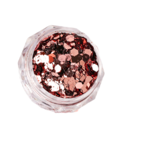 Dazzling Dried Rose Nail Art Sequins: Sweet Style Irregular Glitter Mix with Chunky & Fine Sparkles for Elegant Nail Designs, Product Code LP-230