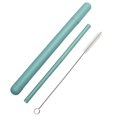 thumbnail image 2 of TidBay 1 Set Drinking Straw Threaded Design 2 Sections Straight Tube Heat Resistant Foldable Food Grade Water Straw Home Supply, 2 of 8