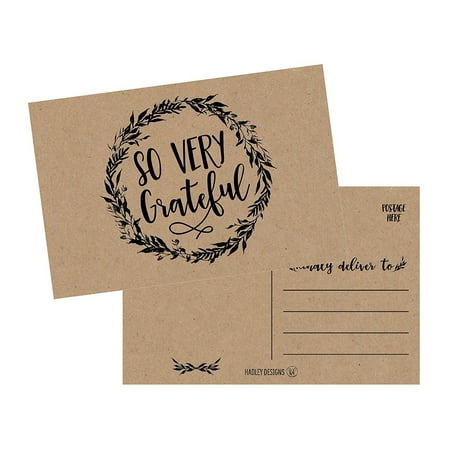 50 4x6 Rustic Kraft Thank You Postcards Bulk Cute Matte Fl 50 4x6 Rustic Kraft Thank You Postcards Bulk Cute Matte Fl Note Card