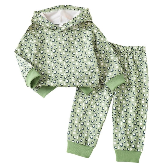 GCETTIC Little Girls Clothes Outfit Kids Long Sleeve T Shirt Pant Set Cute Fall Winter Outfits for Girl Green 9-12 Months