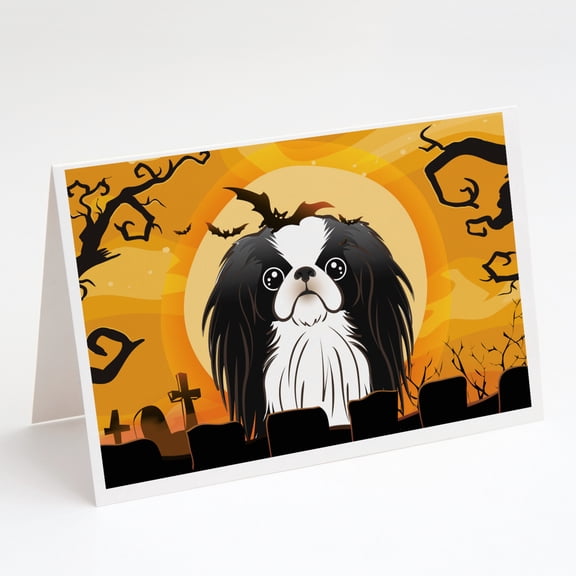 Halloween Japanese Chin Greeting Cards and Envelopes Pack of 8