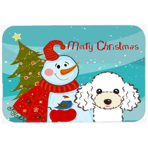Caroline's Treasures BB1877LCB Snowman with White Poodle Glass Cutting Board Large, 12H x 16W, multicolor