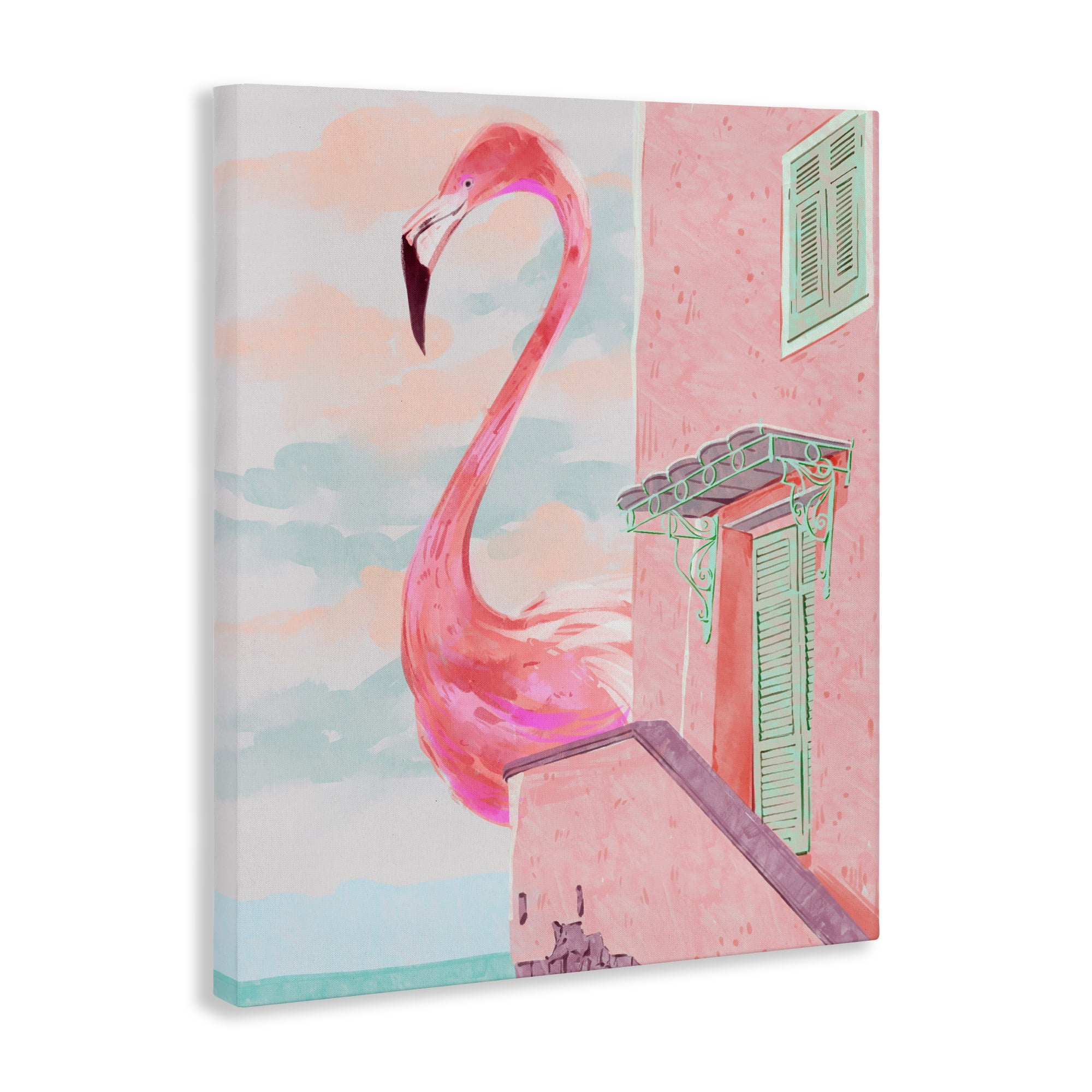 Stupell Industries Giant Flamingo with Seaside Balcony Canvas Wall Art, design by Ziwei Li