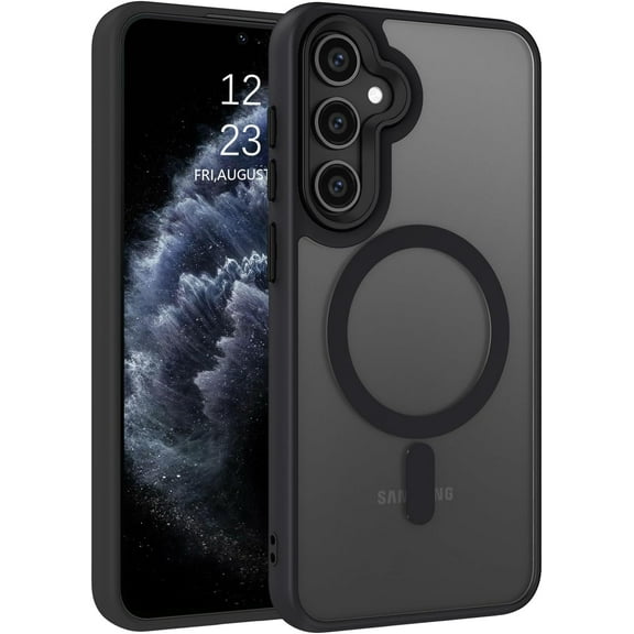 for Samsung Galaxy S24 Case, Samsung Galaxy S24 Phone Case Compatible with Magsafe Translucent Matte Anti-Scratch Anti-Yellow Military Grade Magnetic Case for Samsung S24, Black