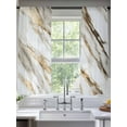 thumbnail image 3 of Abstract Art Sheer Curtains 63 inches Long 2 Panels Set Marble Texture White Gold Crack Stone Minimalism Sheer Window Curtain Rod Pocket Voile Drapes for Living Room/Bedroom, Each 52" W x 63" L, 3 of 7