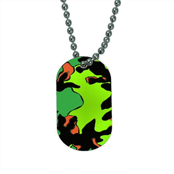KuzmarK Pendant Dog Tag Necklace - Camoflauge Green Pop