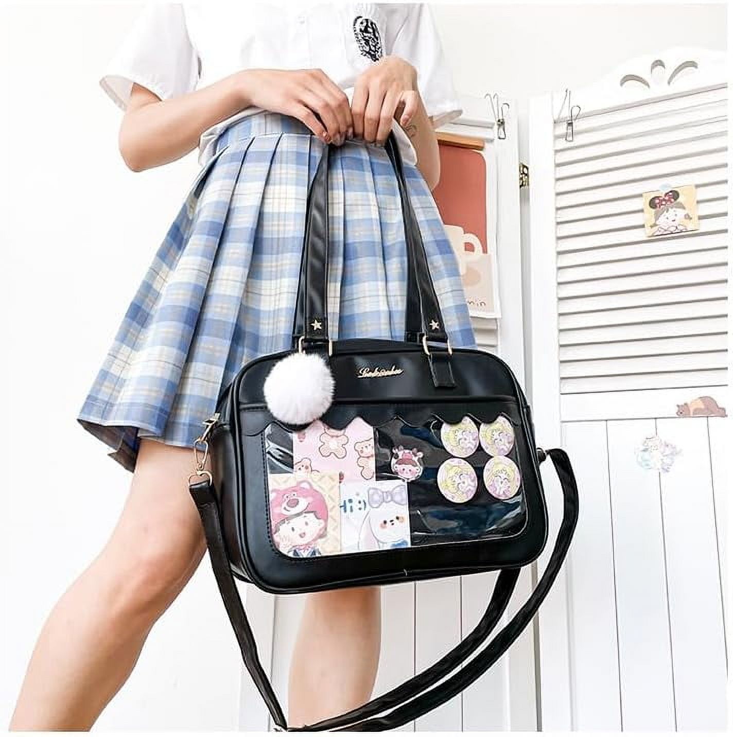 HMSHA Clear Aesthetic Bag Ita Bag Cute Messenger Bag Crossbody Bag for Women JK Tote Purse