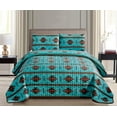 Southwest Teal/Burgundy/Brown Print Bedspread 2 Piece Design Microfiber