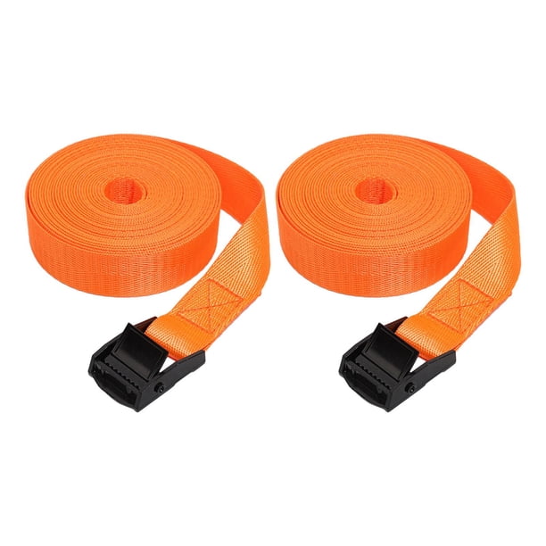 2 correas de amarre con hebilla de leva ajustable, correas de amarre portátiles Naranja
