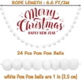thumbnail image 2 of 3pk White Felt Pom Pom Garland Christmas Tree Decorations, Cute Winter Wonderland Snow Ball Ornaments, Hanging String Pompom Snowball Beads, Xmas Holiday Birthday Party Banners, 2 of 5