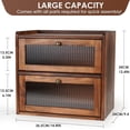 thumbnail image 2 of Kitchen Countertop Bread Box, Countertop Bread Storage Bin Container Double, Layer Extra Large Kitchen Counter, Wood Breadbox Saver Keeper Vintage with Acrylic Window Easy to Assemble (Brown), 2 of 9