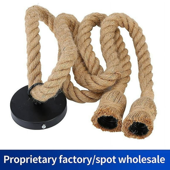 Retro E27 Hemp Rope Pendant Light Chandelier with 100cm Cable for Cafe, Restaurant, Bar, and Staircase - Bulb Not Included