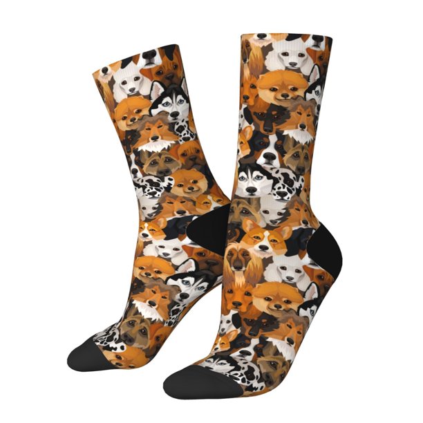 Balery Dogs Different Breeds Calcetas Largas con Estampado para Hombre y Mujer – Suaves y Transpirables, Talla Única (US 5-11)