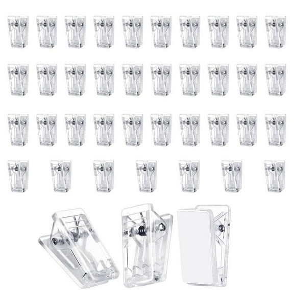 WE-POLUJ 40/100Pieces Clear Plastic Clips Clamps Sticky Clips for Quick and Neat Arrangement of Note and Reports in Any Space
