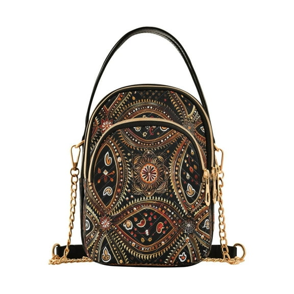 ALAZA Chain Crossbody Bags for Women Bohemian Mandala Paisley Flower Shoulder Handbag Phone Purse