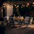 thumbnail image 4 of ALAULM 7PCS Patio Dining Set,Outdoor Metal Patio Furniture Set w/6 Swivel Rocking Chairs & Large Metal Table w/Umbrella Cutout for Garden,Backyard,Grey, 4 of 8