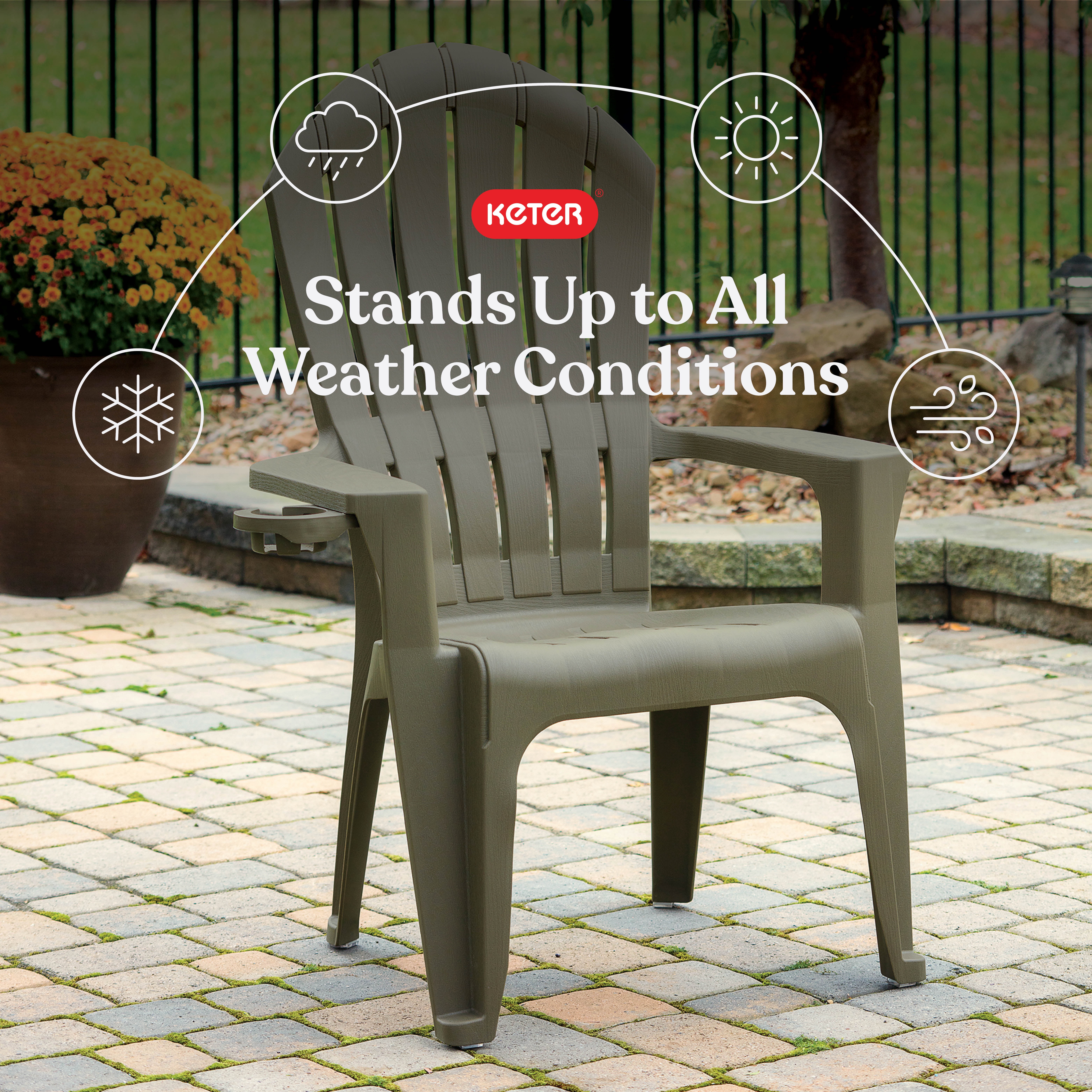 (2 pack) Adams Big Easy Resin Adirondack Chair For Indoor and Outdoor Weather Resistant Ideal for Pool, Deck, Backyard, Garden, Gray 242209