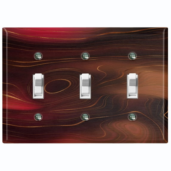 Metal Light Switch Plate Cover Image of Marble Red Brown Swirl Galaxy MAR082