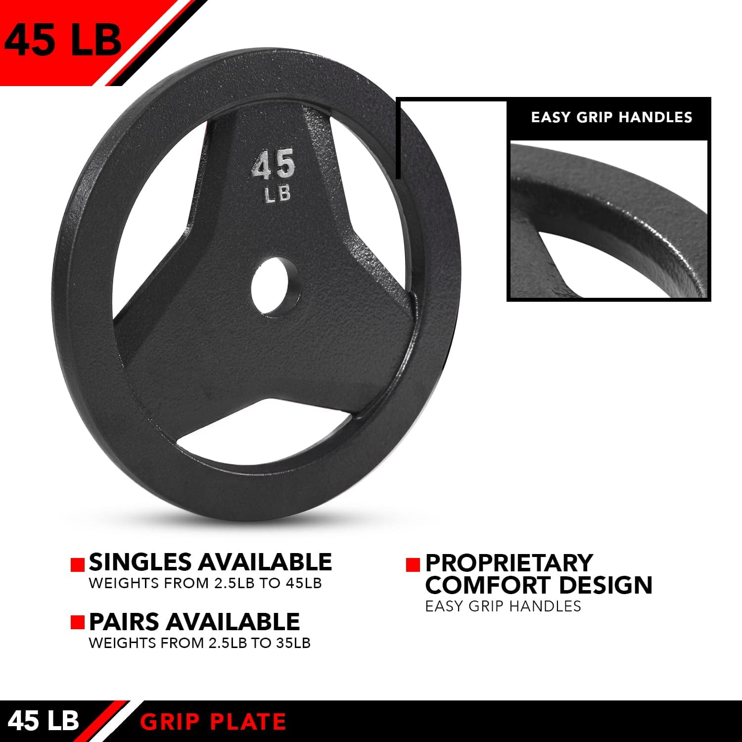 JFIT 2" Olympic Weighted Plates – Cast Iron Grip Plates & Rubber Bumper Plates for Strength Training, Weightlifting & Home Gym Barbells