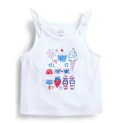 Way To Celebrate Fourth of July Toddler Girls Patriotic Americana Americana Knot Tank Top, Sizes 12M-5T