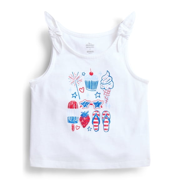 Way To Celebrate Fourth of July Toddler Girls Patriotic Americana Americana Knot Tank Top, Sizes 12M-5T