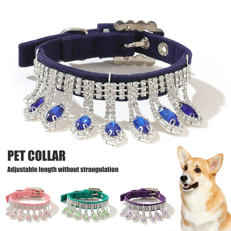 Bling Rhinestone PU Leather Crystal Diamond Puppy Collar Pet Dog Collars  Cat