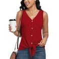 thumbnail image 2 of FIUFY Womens Tank Tops Sleeveless Button Down Shirts V Neck Tie Front Knot Tunic Blouses, 2 of 4