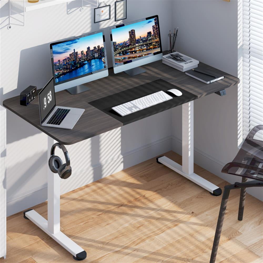 Demi Bonn 55" Electric Height Adjustable Computer Desk with Hook, Small Home Office Desk Study Writing Table, Gray