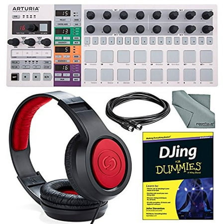 Arturia BeatStep Pro MIDI/Analog Controller & Sequencer and Deluxe Bundle w/ Samson SR360 Professional Headphones + MIDI Cable + Djing for Dummies + Fibertique