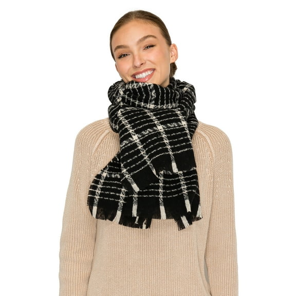 BASICO Fall Scarf for Women, Winter Scarf, Women's Scarves & Wraps, Blanket Scarf, Fall Accessories (17 Colors) (Glen Check - Black)
