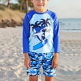 thumbnail image 2 of TOWED22 Baby-Boys Toddler Short/Long Sleeved Rashguard Swim Bathing Suit Set Boys Bathing Suit with Cap(Sky Blue,5 Y), 2 of 6
