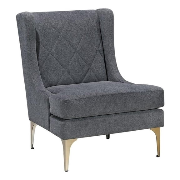 Pemberly Row Contemporary Chenille Accent Chair in Dark Gray