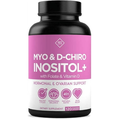 Premium Inositol Supplement - Myo-Inositol and D-Chiro Inositol Plus Folate and Vitamin D - Ideal 40:1 Ratio - Hormone Balance & Healthy Ovarian Support for Women - Vitamin B8 - 30 Day Supply