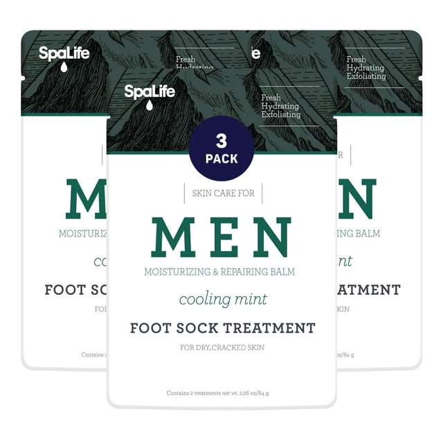 Spa Life - Juego de bálsamo reparador de pies y calcetines hidratantes para hombre, mascarilla hidratante revitalizante para calmar los pies cansados ??y doloridos y suavizar la piel seca y agrietada,
