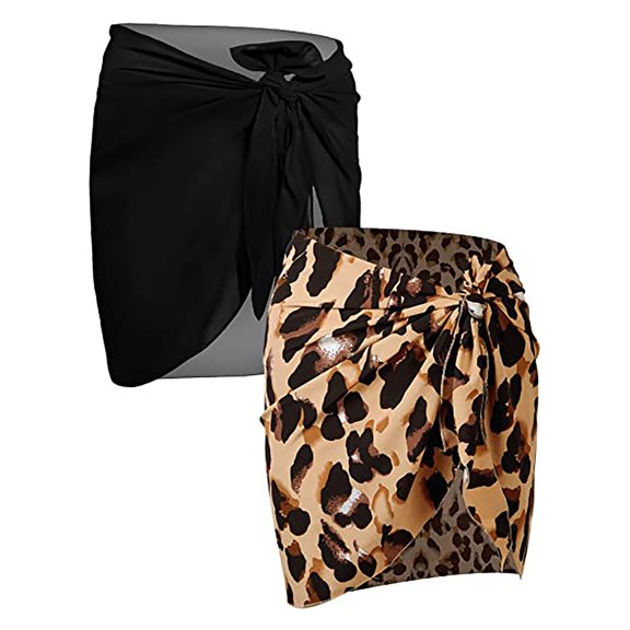 Floenr Bathing Suit for Women,2PC Women Printing Beach Wrap Sarong Cover Up Chiffon Swimsuit Wrap Skirts