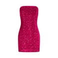 thumbnail image 4 of asdoklhq Sequin Dress Corset Dress Fashion Women's Sequined Sleeveless Strapless Buttocks Wrapped Dress Short Skirt Hot Pink M, 4 of 9
